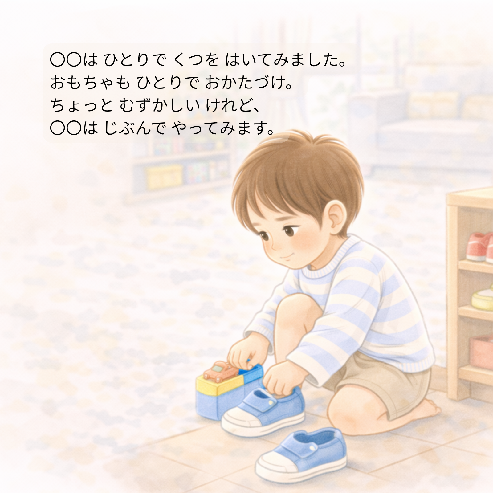 P07：自分でくつをはく場面